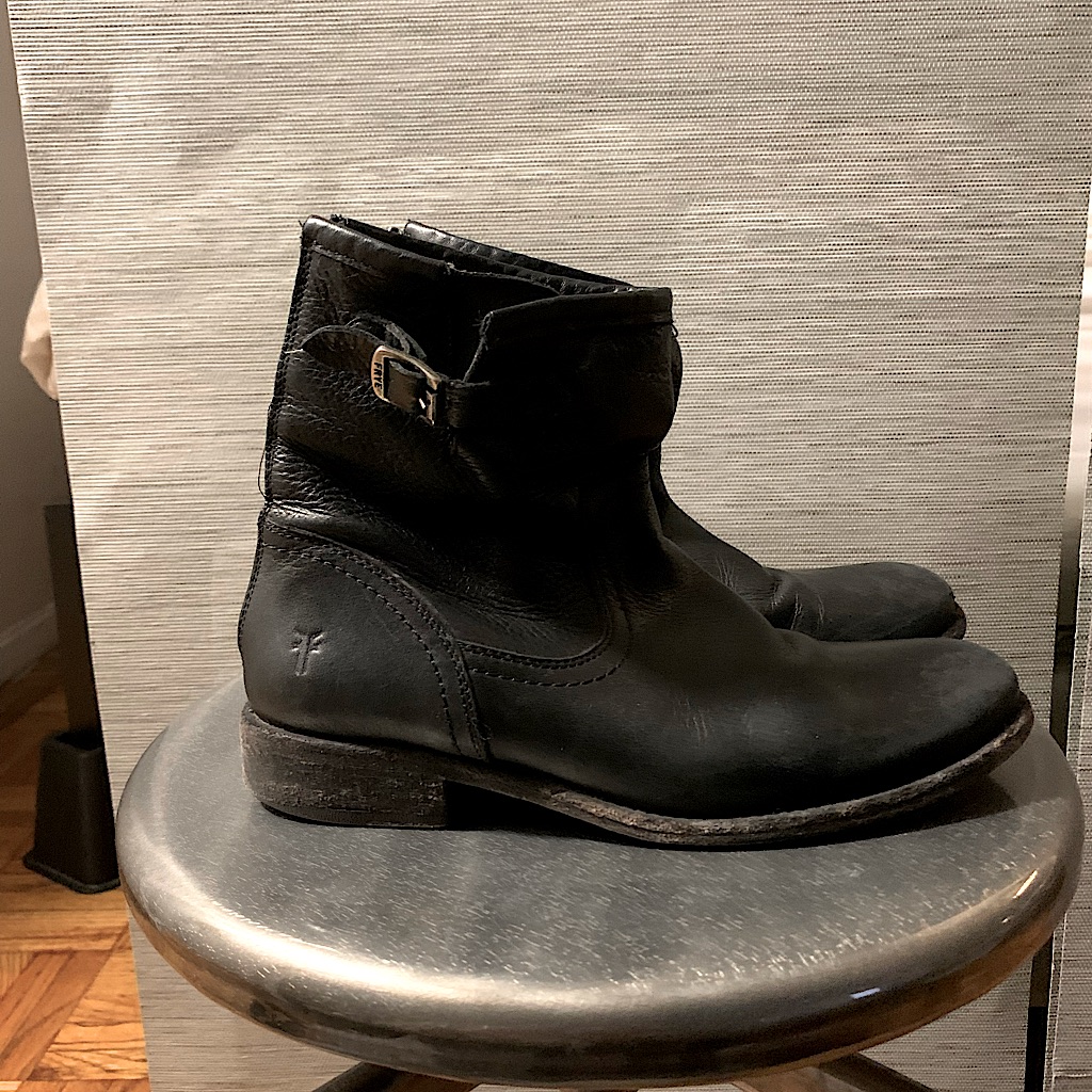 Frye Black Leather Boots, Size 7